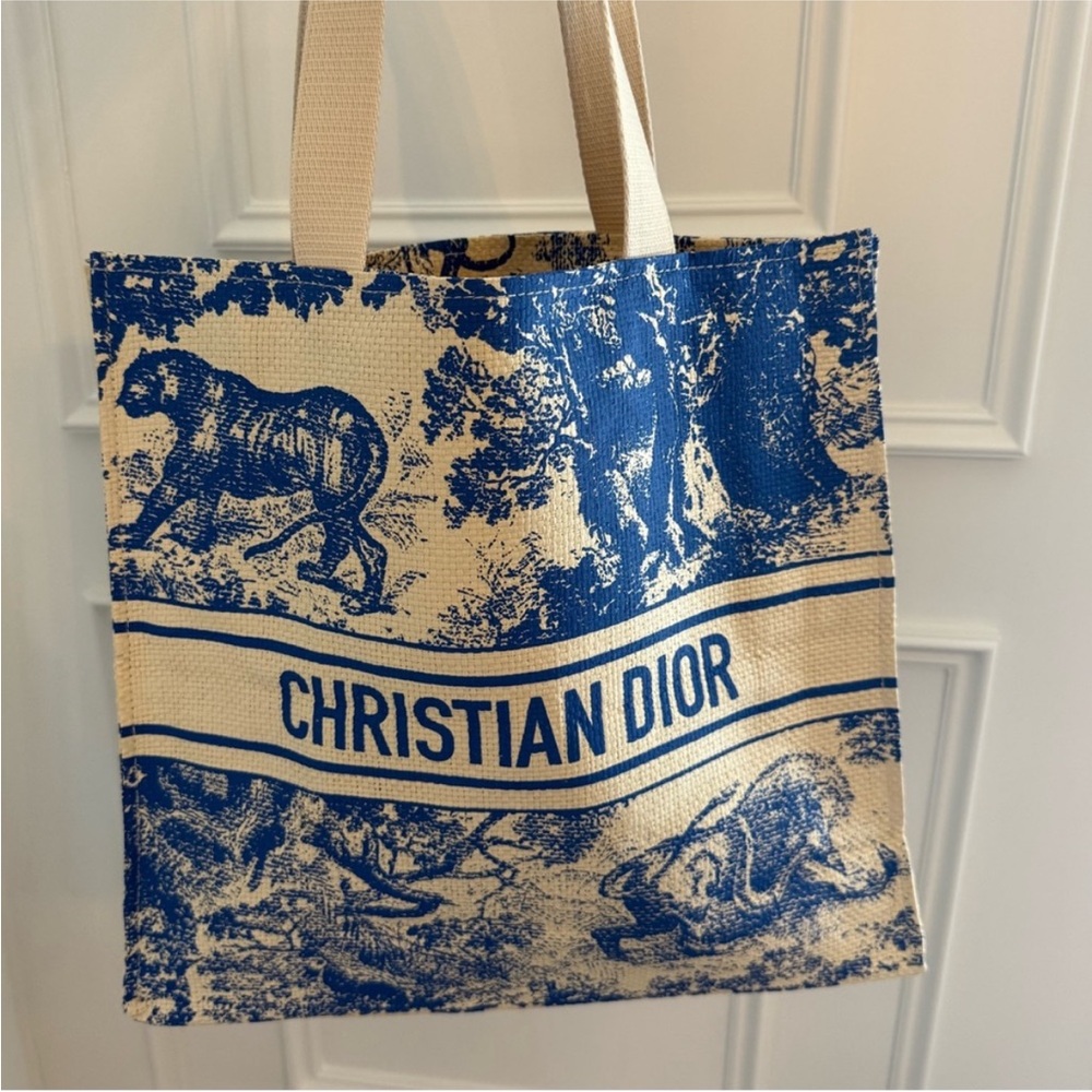 Dior Beige and Blue Animal Print Tote